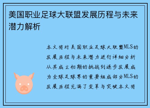 美国职业足球大联盟发展历程与未来潜力解析